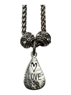Brighton Silver 'Love' Teardrop Pendant Necklace - Silver